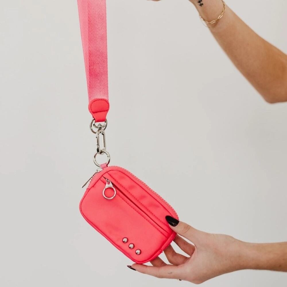 Nelly Nylon Card ID Wallet Wristlet Watermelon Pink